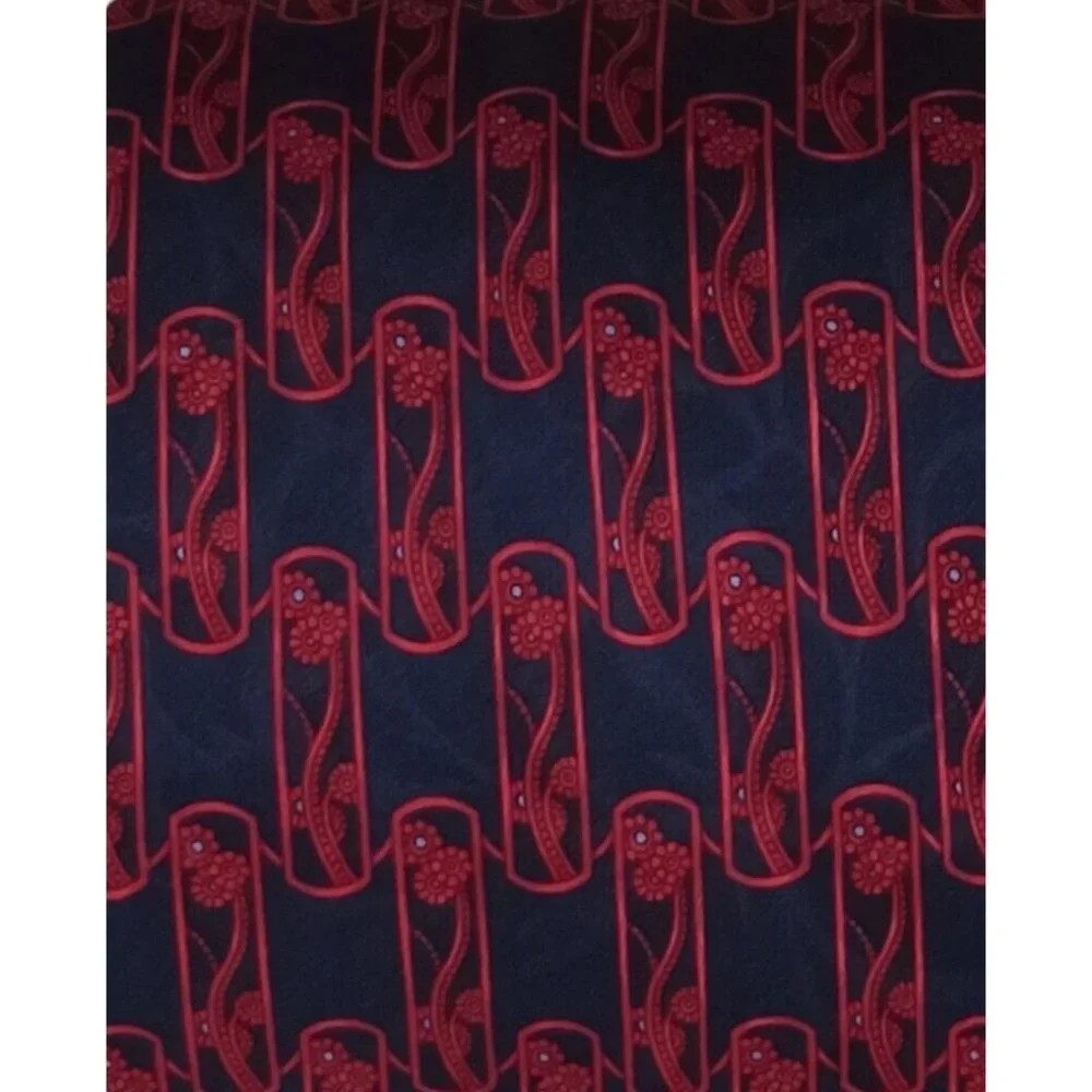 LANVIN Blue Geometric Floral Silk Tie FRANCE 58